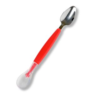 Rm toysDouble Headed Baby Spoon Silicone Soft Baby Fruit Scraping Mud 2 in 1 Feeding Spoons Training Scrapping Fruits Children Babies for Gifts Multicolor - 19.5 Cm (2)