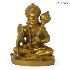 R M TOYS Golden Resin Hanuman Idol – Blessing Pose with Gada | Decorative & Puja Murti for Home Temple