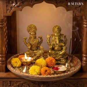 Golden Lakshmi & Ganesha Idol | Diwali Gift |Gold Finish Showpiece