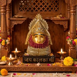 Jai Kalka Maa Golden Idol Statue | Decorative Hindu Goddess Murti for Home Temple | Pooja Room & Car Dashboard | Religious Gift Item