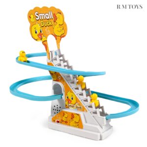 Radha Madhav Small Duck Climbing Stairs Toy with Rotating Track & Music