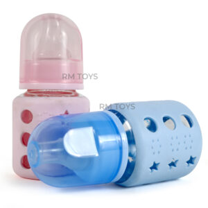 Radha Madhav Baby Feeding Bottle with Silicone Cover & Protective Cap (Soft Grip, Leak-Proof Design)