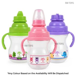 3 in 1 Colorful Baby Training Sippy Cups with Handles – Spill-Resistant Toddler Drinking Bottles (Multicolour)