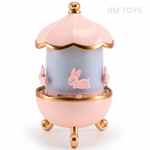 Radha Madhav Toys Elegant Bunny Carousel Night Lamp with Soft LED Light | Cute Rotating Rabbit Decorative Table Lamp for Kids Room, Bedroom & Nursery