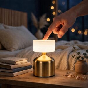 Touch Control LED Bedside Table Lamp – Modern Golden Night Light